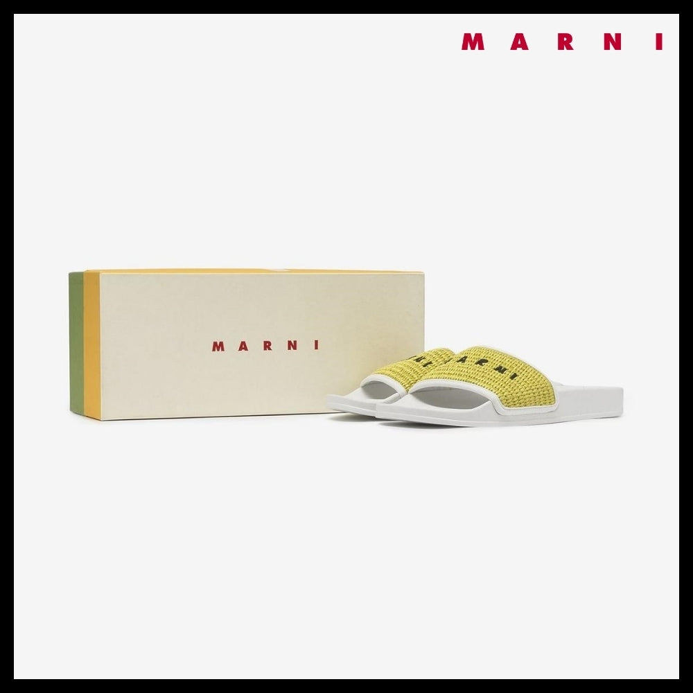 【MARNI】RAFFIA SANDAL GREEN WHITE