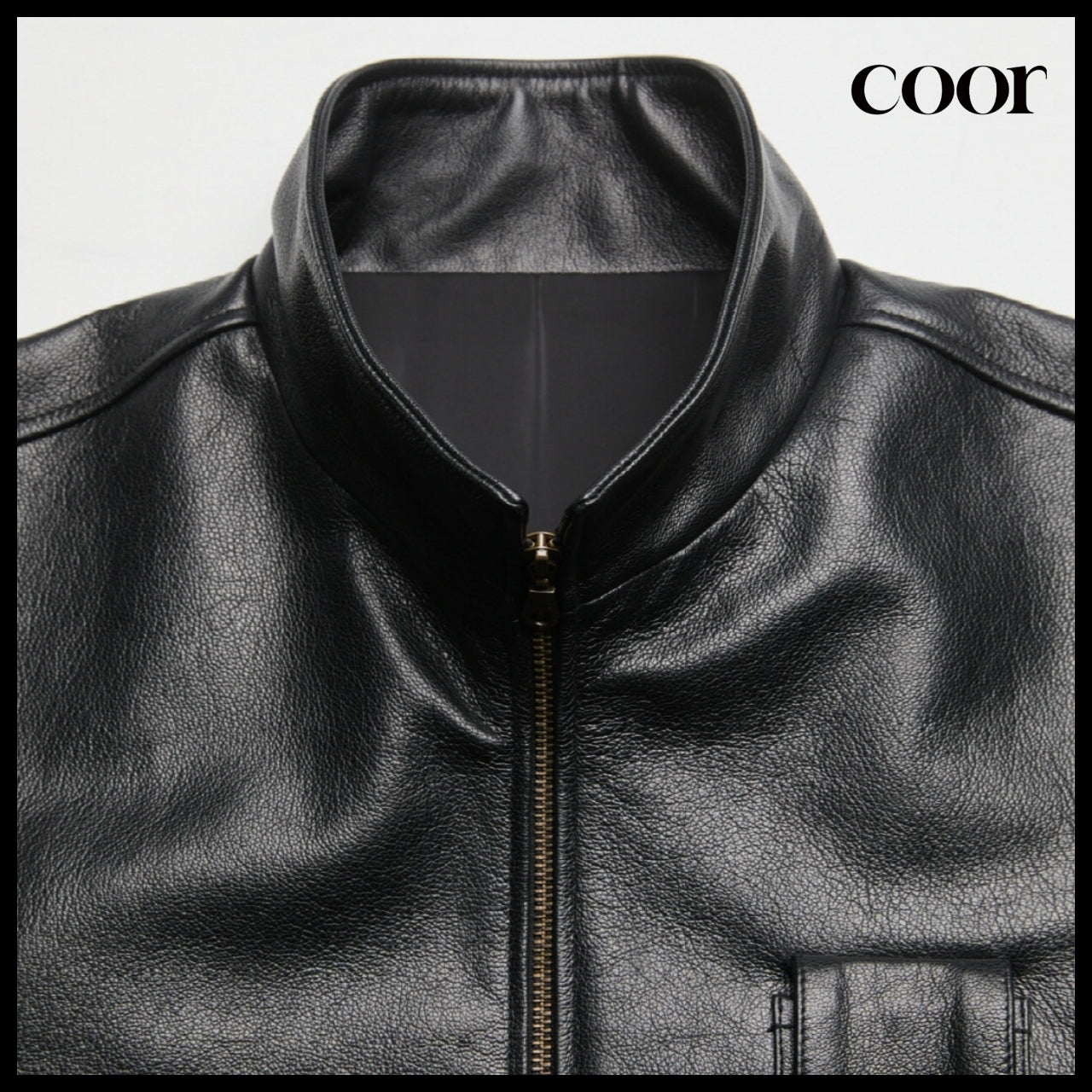 【COOR】Goat Skin Pilot Leather Jumper (2 Colors)