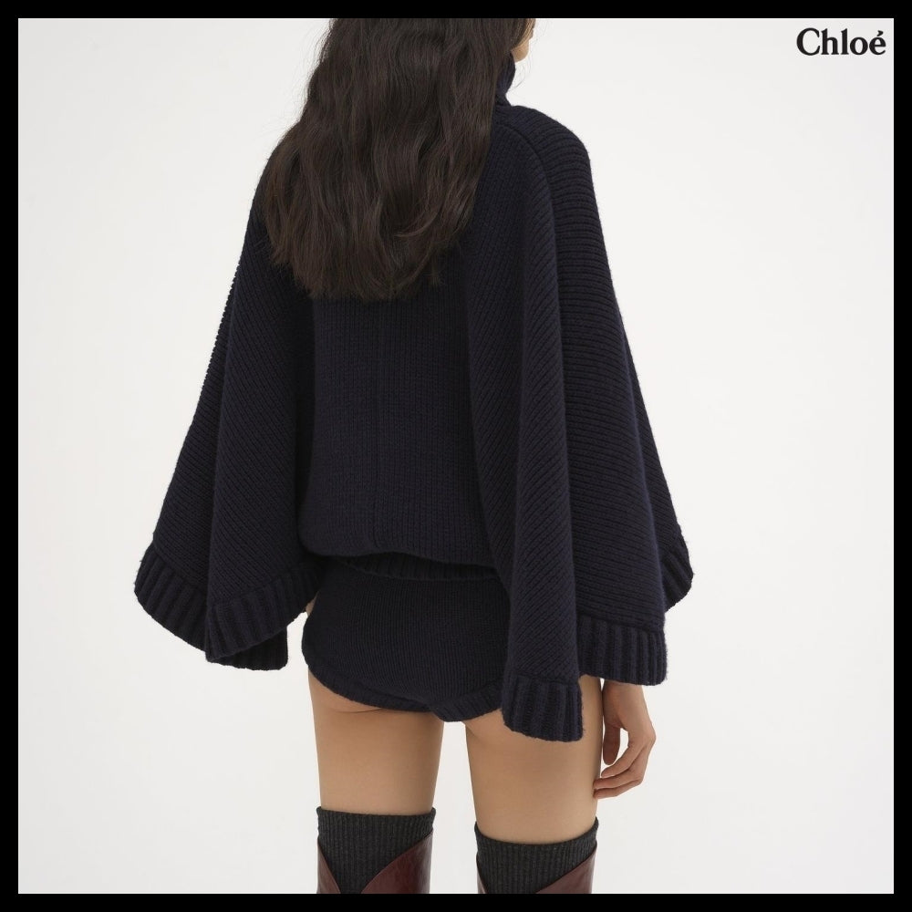 【Chloe】Short Turtleneck Cape