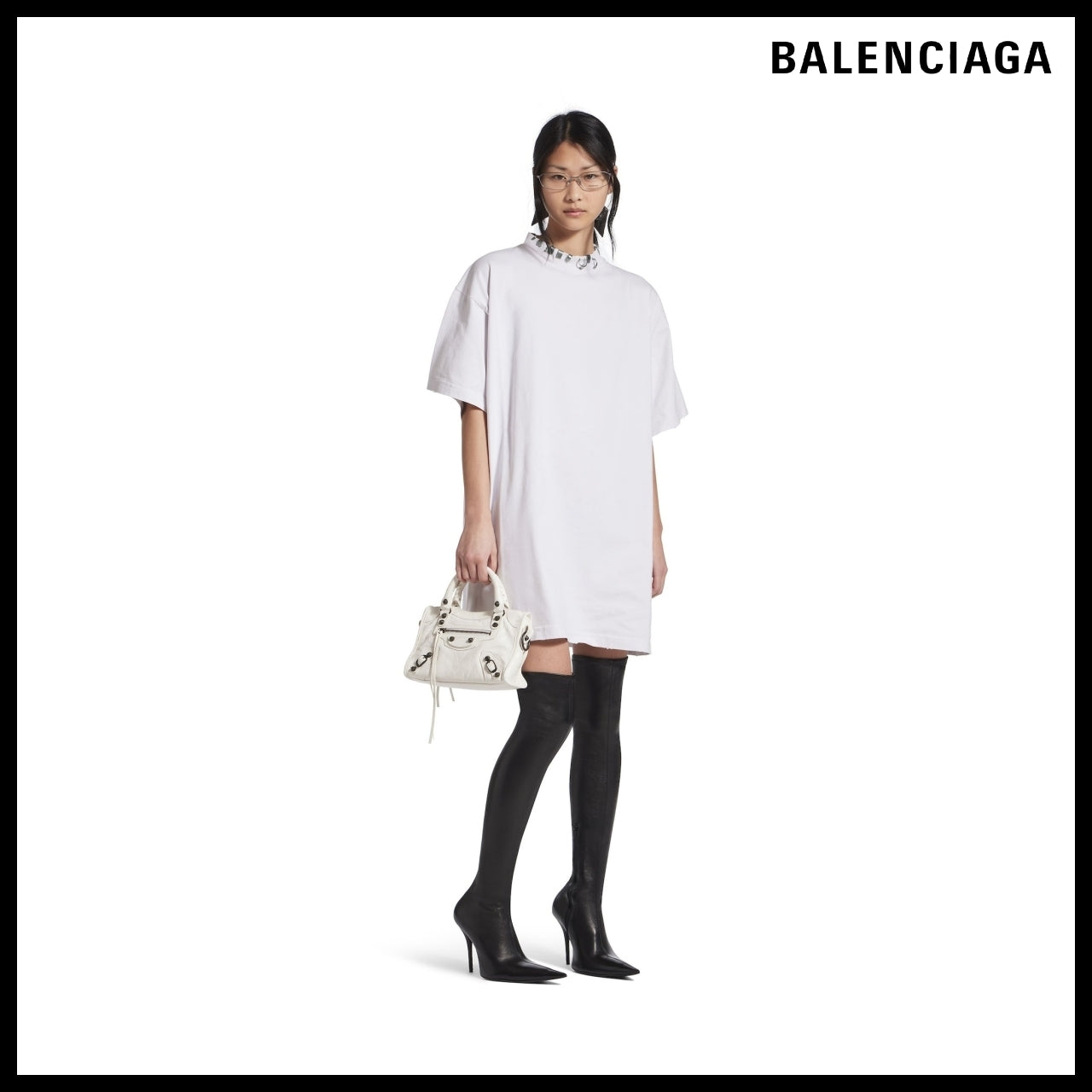 【BALENCIAGA】Pierced T-Shirt Oversized White