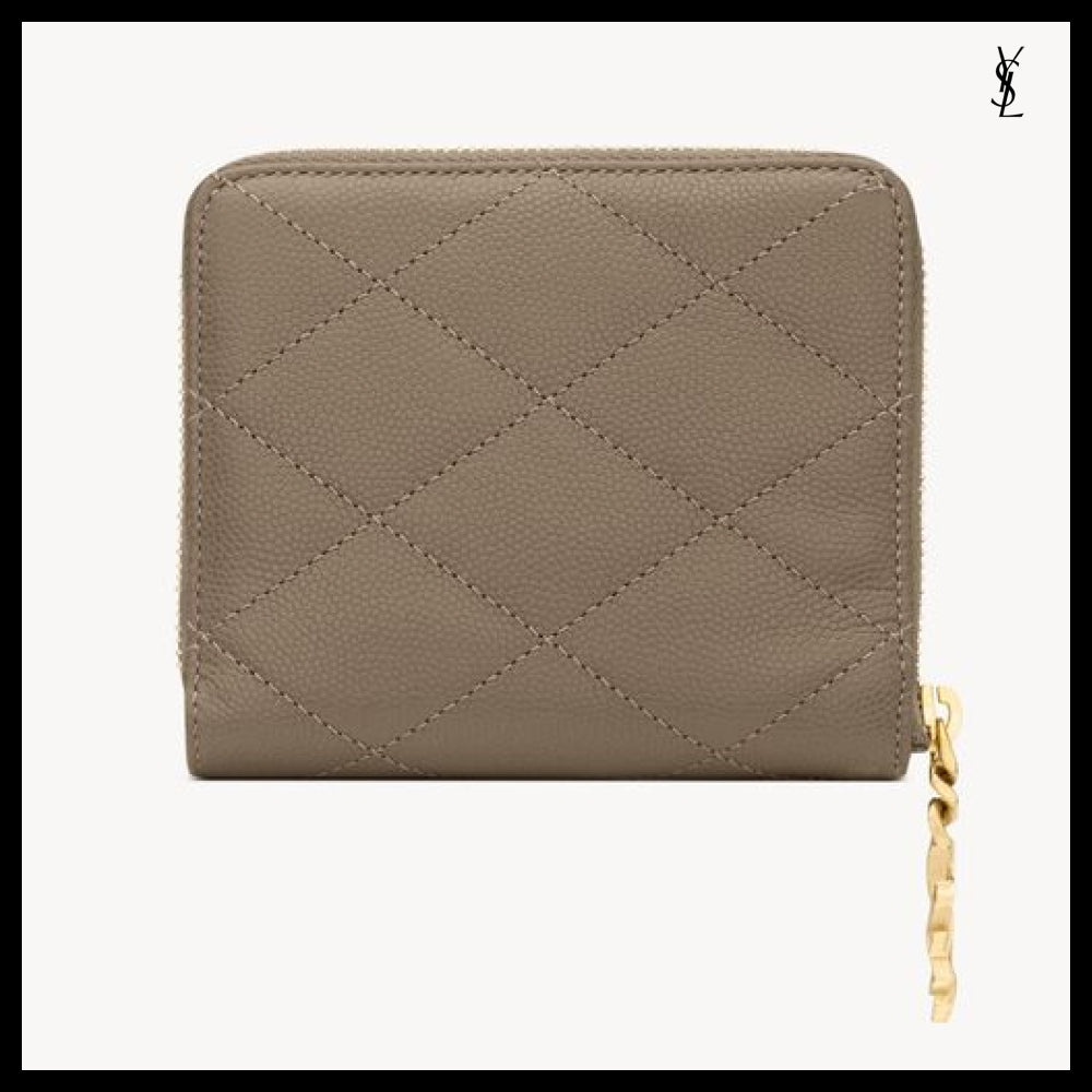 【Saint Laurent】Leather CASSANDRE BIJOU Compact Wallet