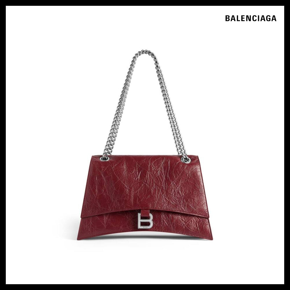 【BALENCIAGA】Crush Medium Chain Bag Dark Red