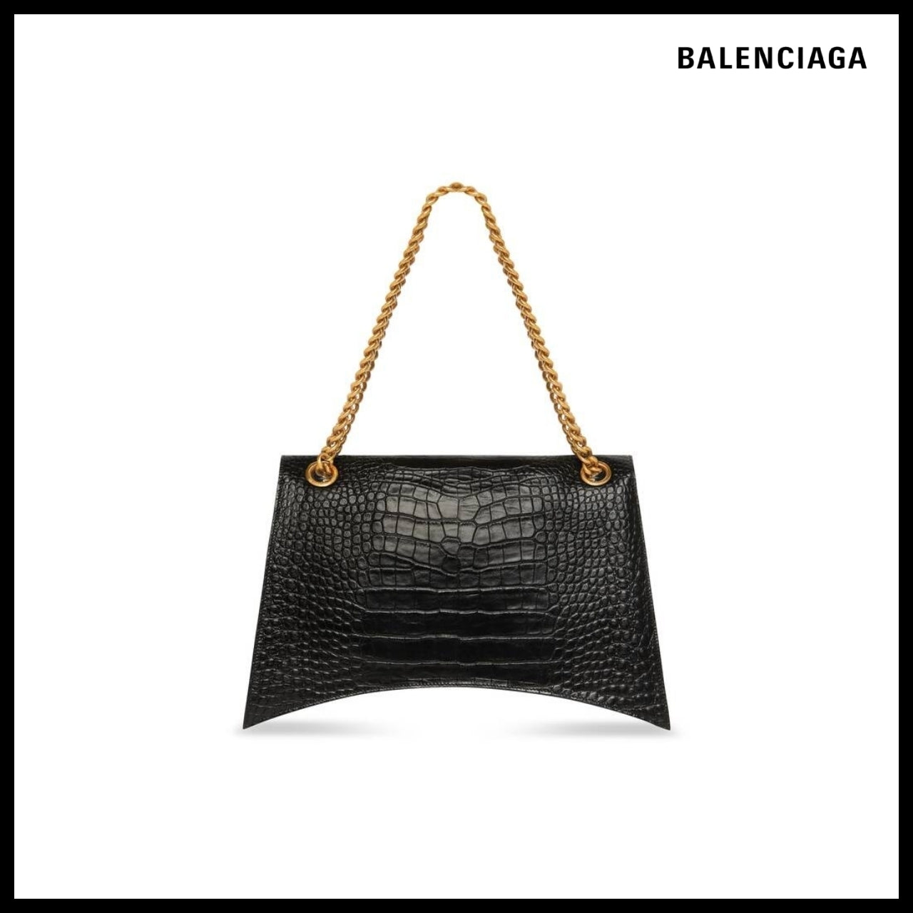 【BALENCIAGA】Crush Large Chain Bag Crocodile Embossed