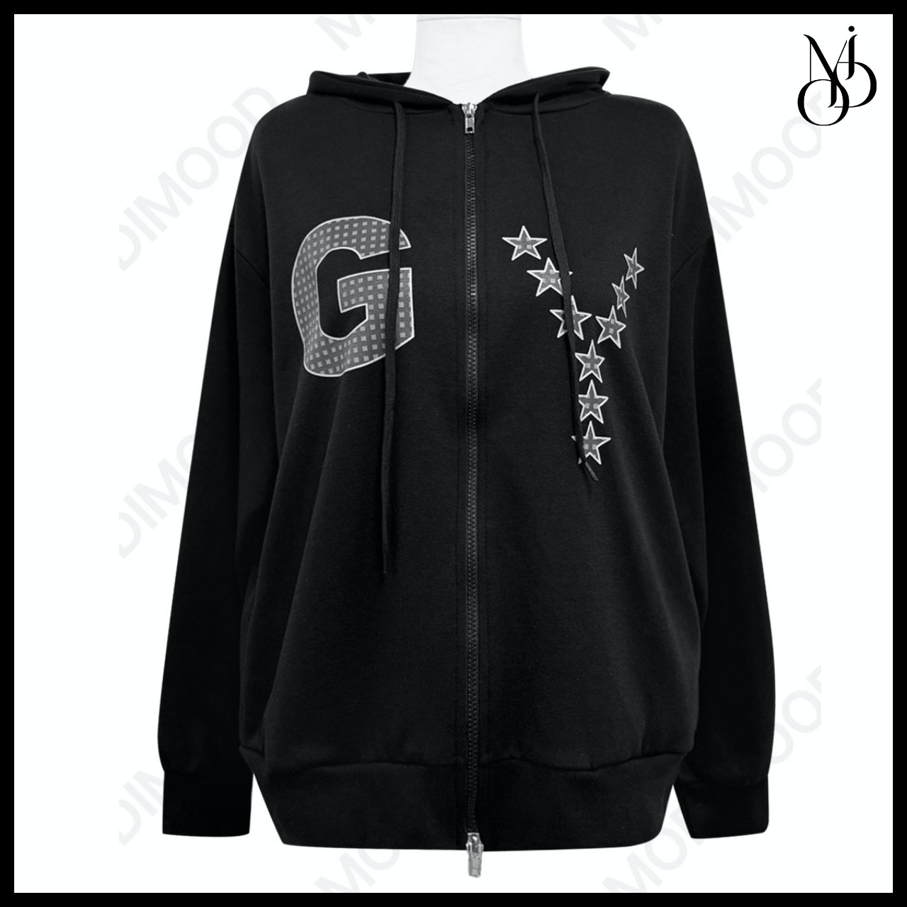 【MODIMOOD】Loose Fit Star Hoodie Zip-Up 4 Colors