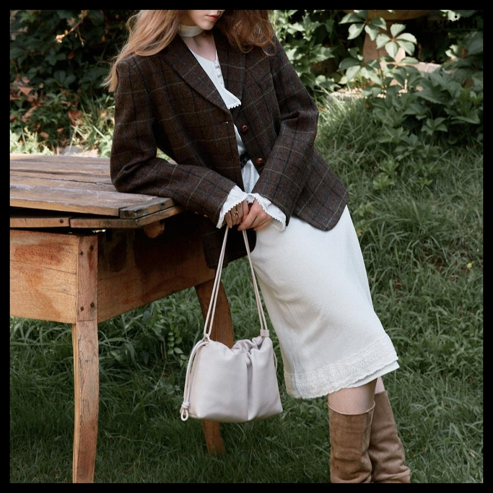 【LENINA】Floria Shoulder Cross Bag Gray