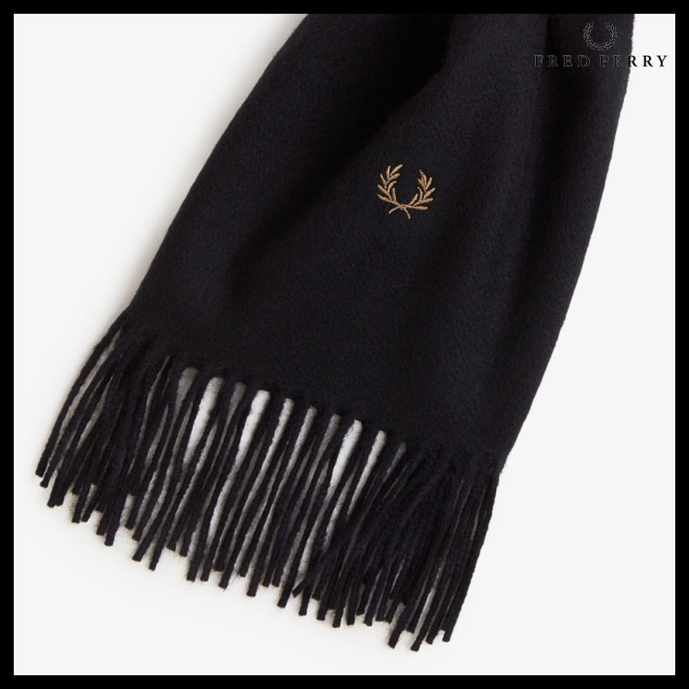 [FRED PERRY] Lambswool Scarf - Black P11