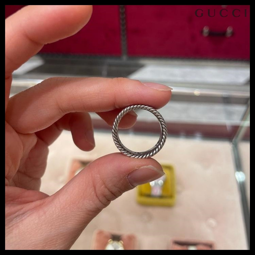 【GUCCI】インターロッキングGフラワーメタルリングシルバー