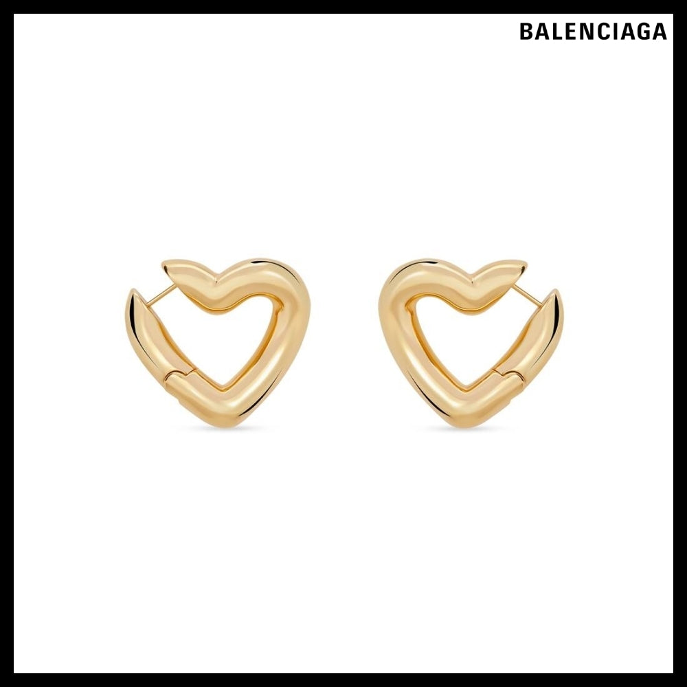 【BALENCIAGA】Loop Heart Earrings Gold