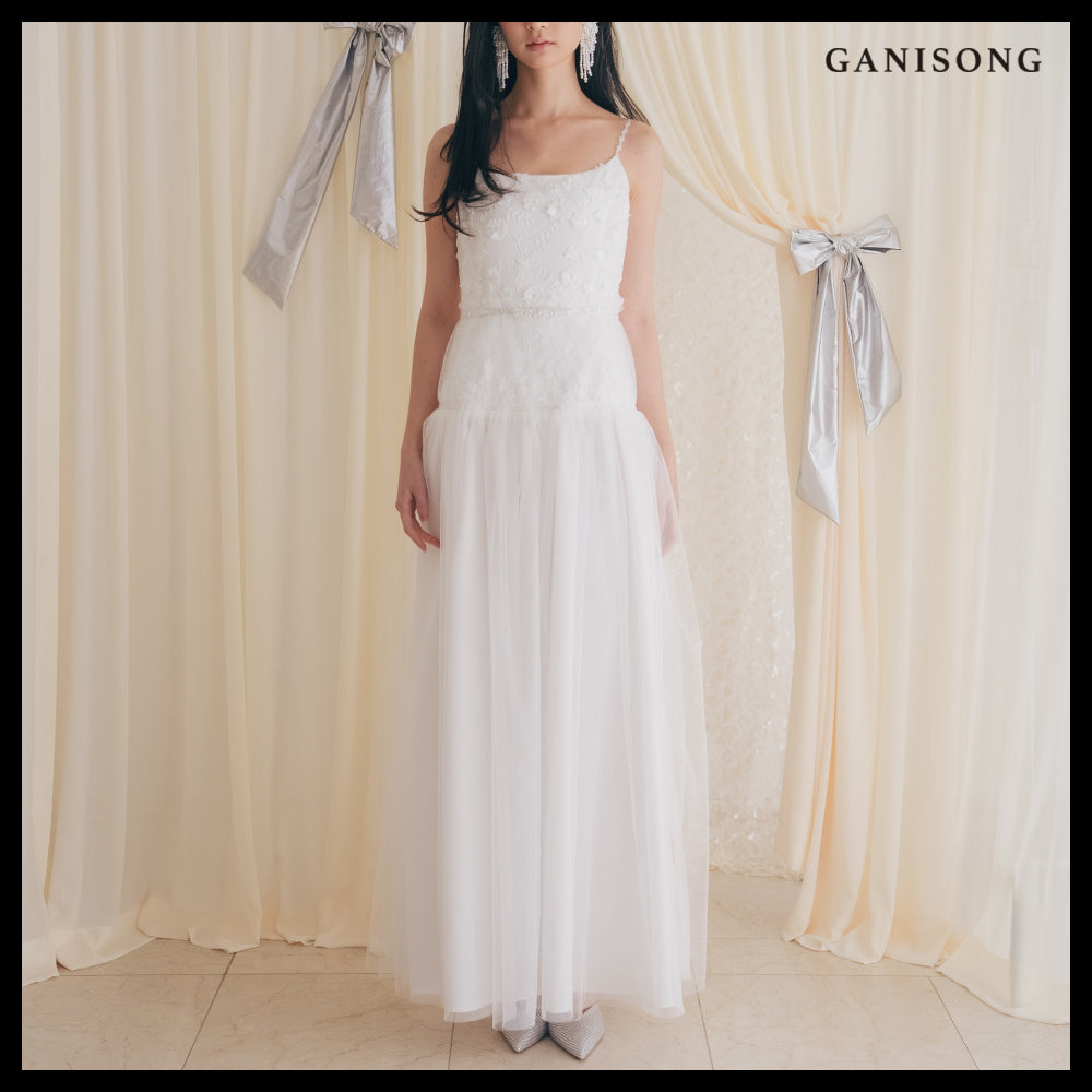 【GANISONG】Bridal Low Low Dress White