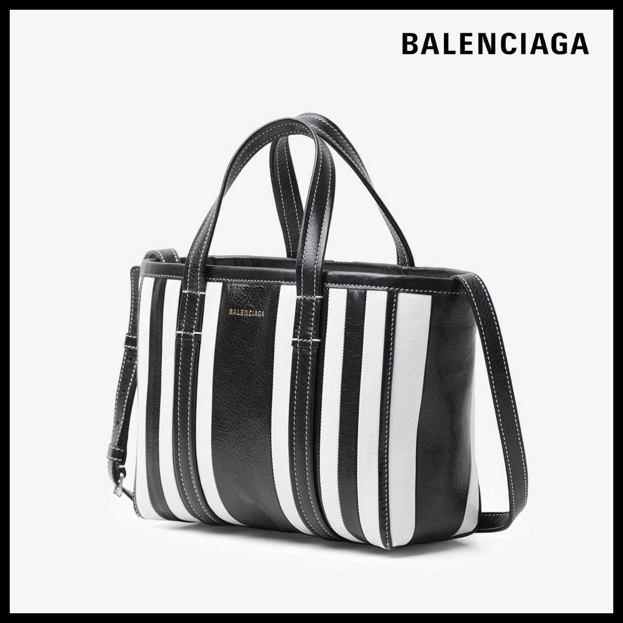 【BALENCIAGA】Barbes Small East-West Shopper Bag Black