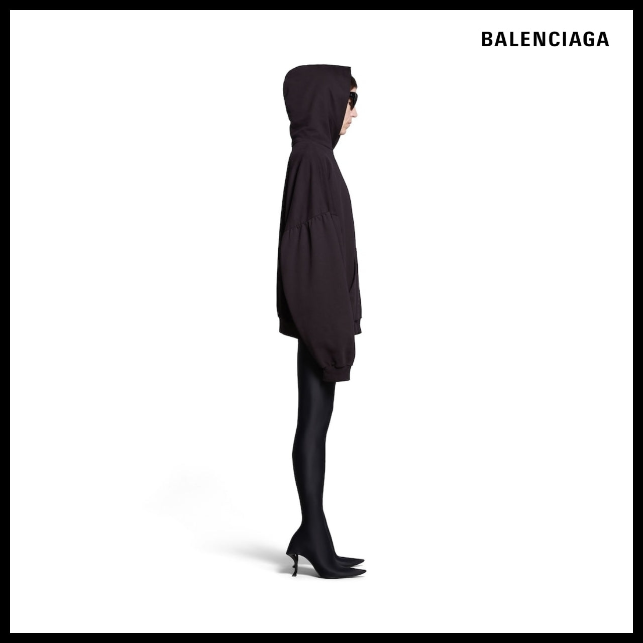 【BALENCIAGA】Sample Sticker Round Hoodie Oversized Black