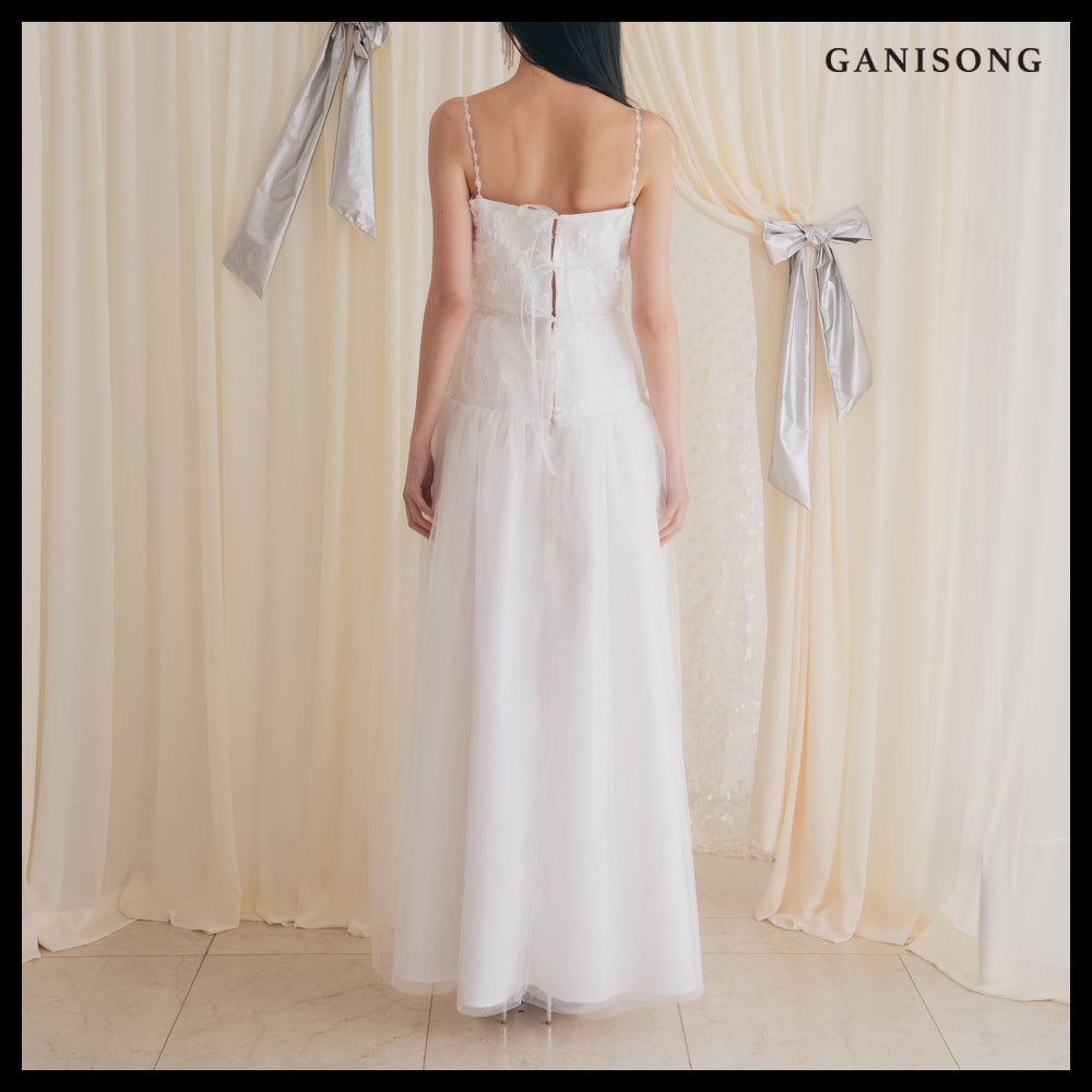【GANISONG】Bridal Low Low Dress White