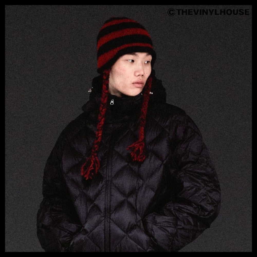 【THEVINYLHOUSE】Ear flap stripe beanie (3 colors)