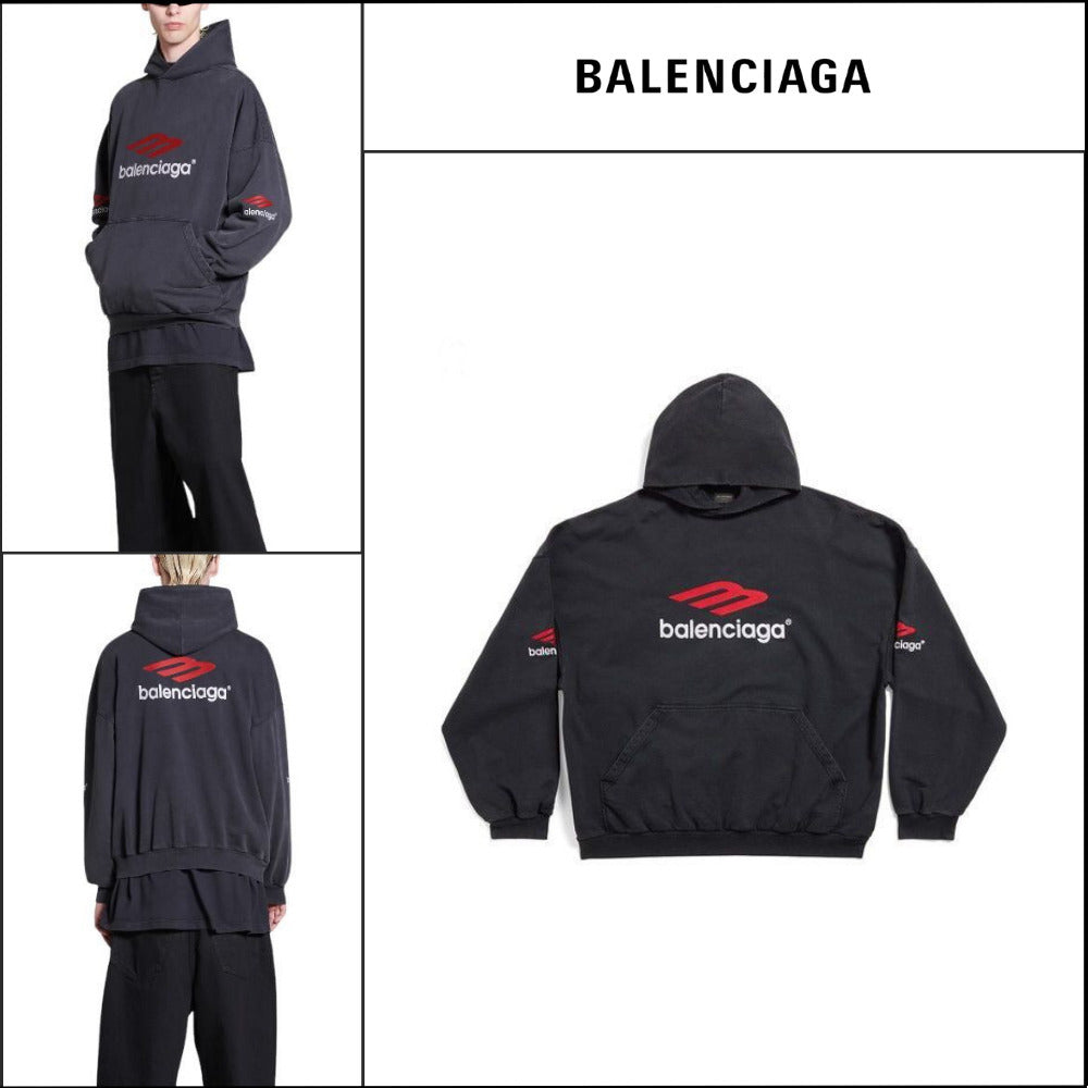 【BALENCIAGA】Sports Icon Hoodie Oversized Black