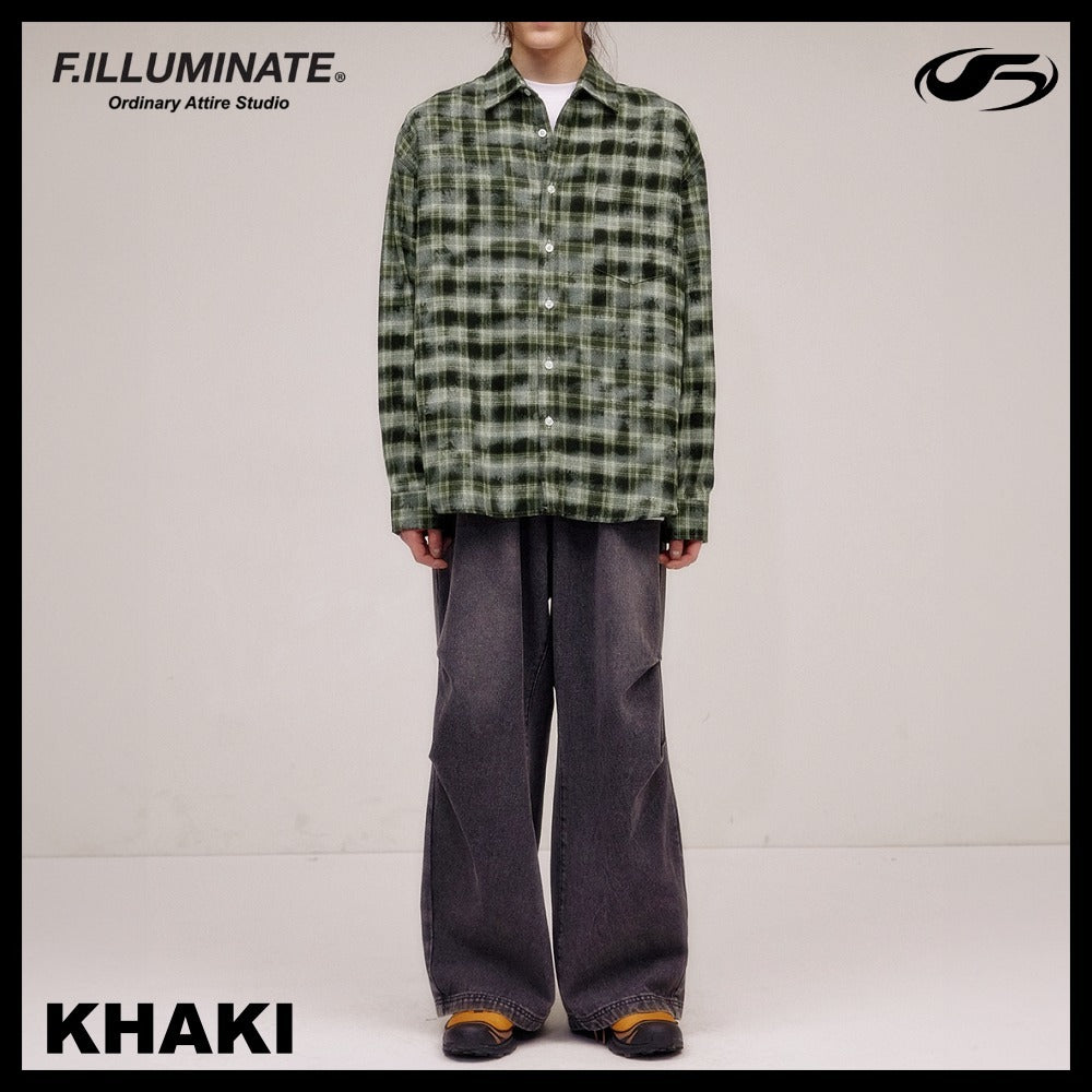 【FILLUMINATE】OVERFIT DAMAGE WASHED CHECK SHIRT 2COLOR
