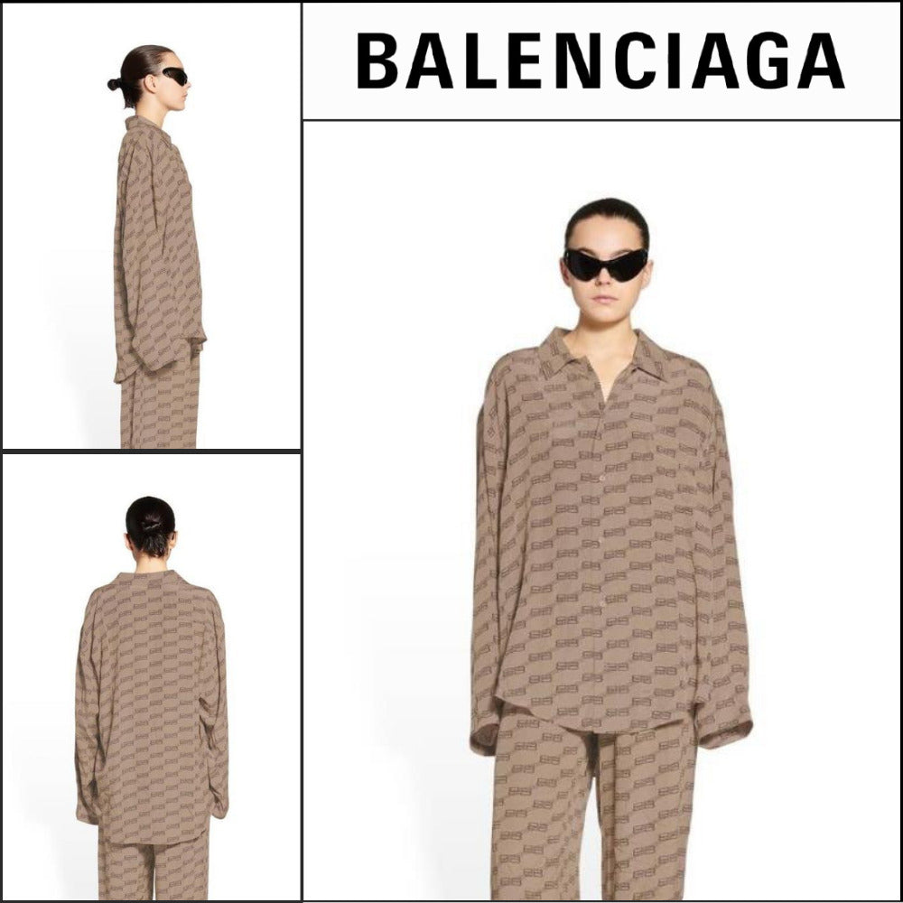 【BALENCIAGA】BB Monogram Minimal Shirt Beige
