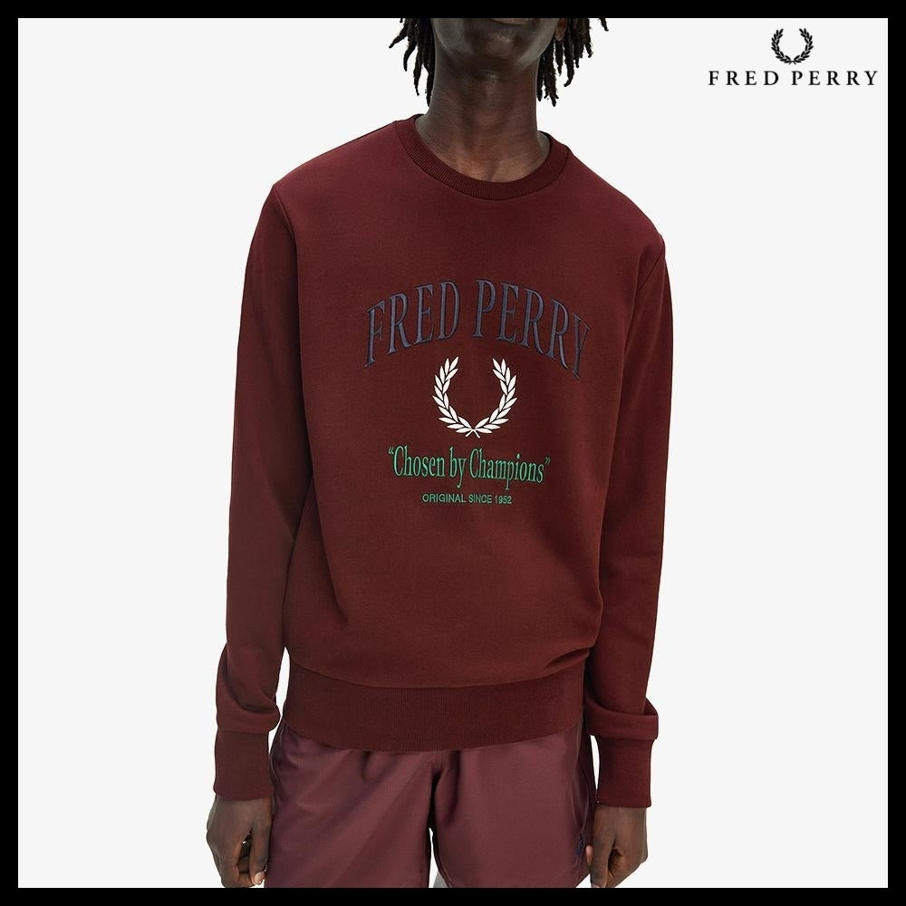 【FREDPERRY】ClubhouseEmbroideredChampionSweatshirt Oxblood