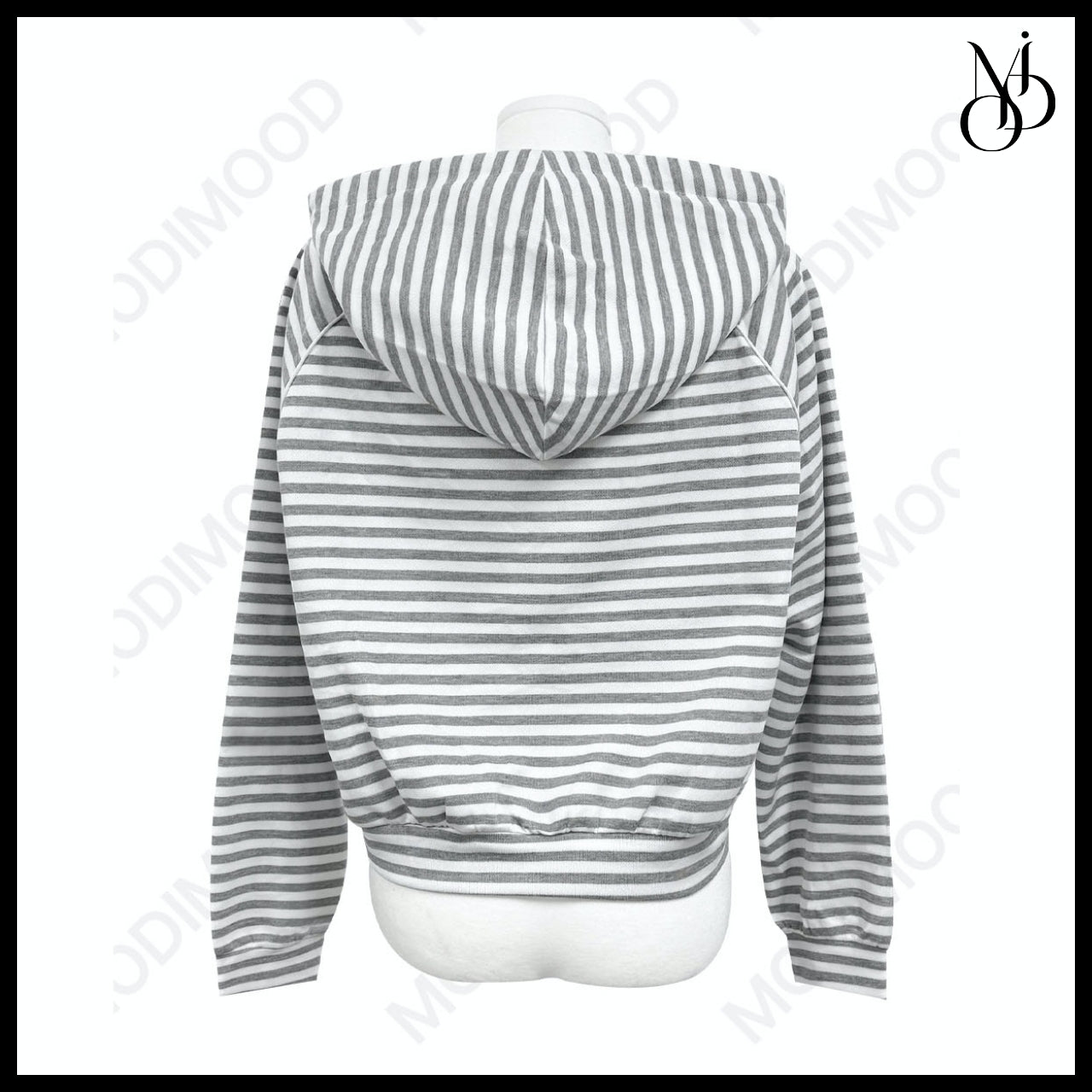 【MODIMOOD】Labu Stripe Two-Way Hoodie Zip-Up 2 Colors
