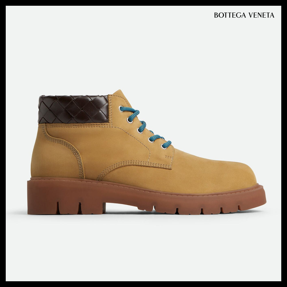 【BOTTEGA VENETA】Head Dog Lace-Up Ankle Boots Ochre Rubber