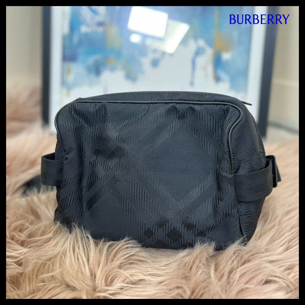 【Burberry】Check Jacquard Nylon Belt Bag Black