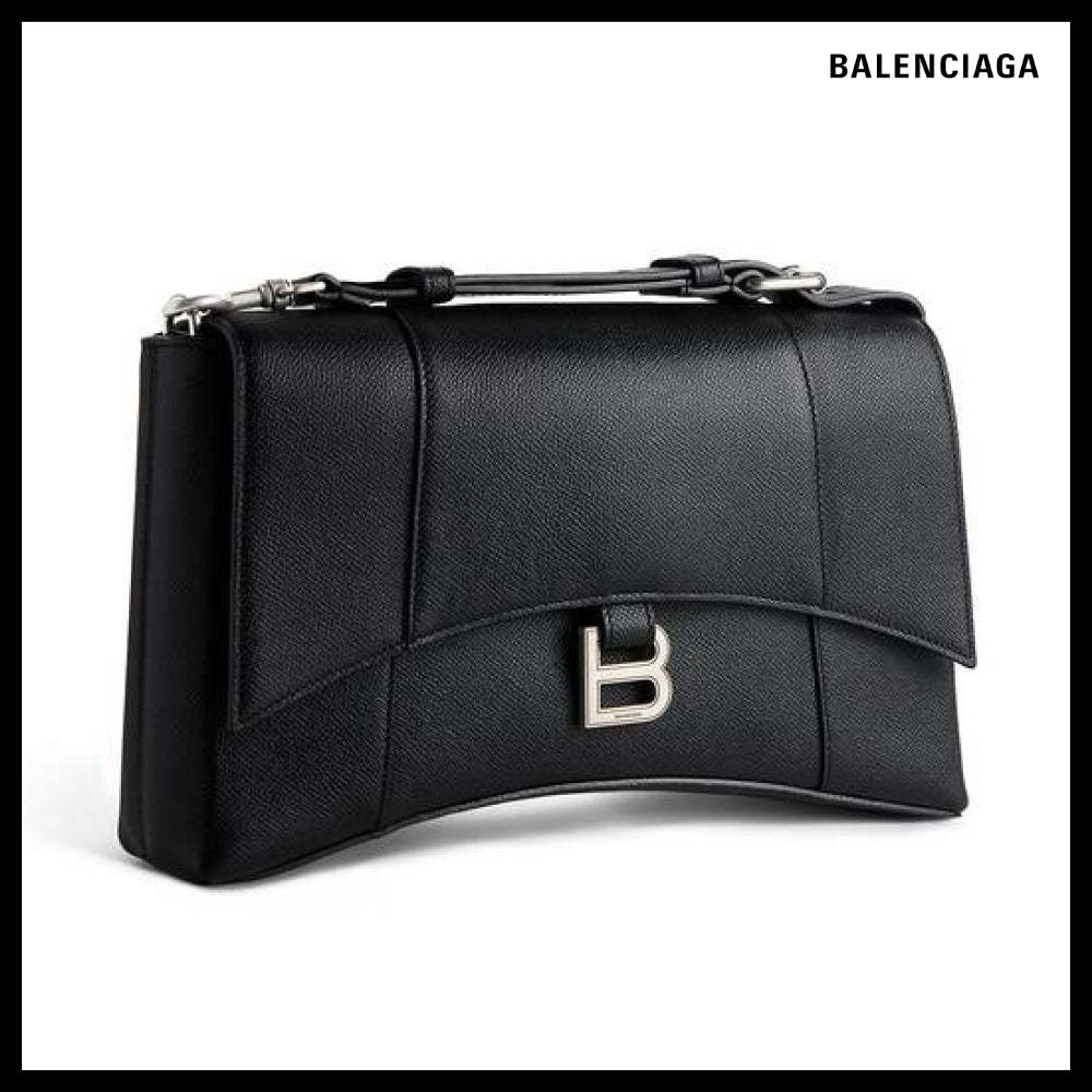 【BALENCIAGA】Downtown Leather Crossbody Bag Black