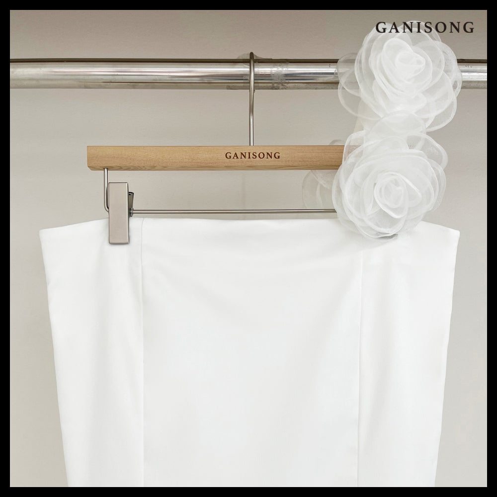 【GANISONG】Bridal Ribbon Tulle Dress White