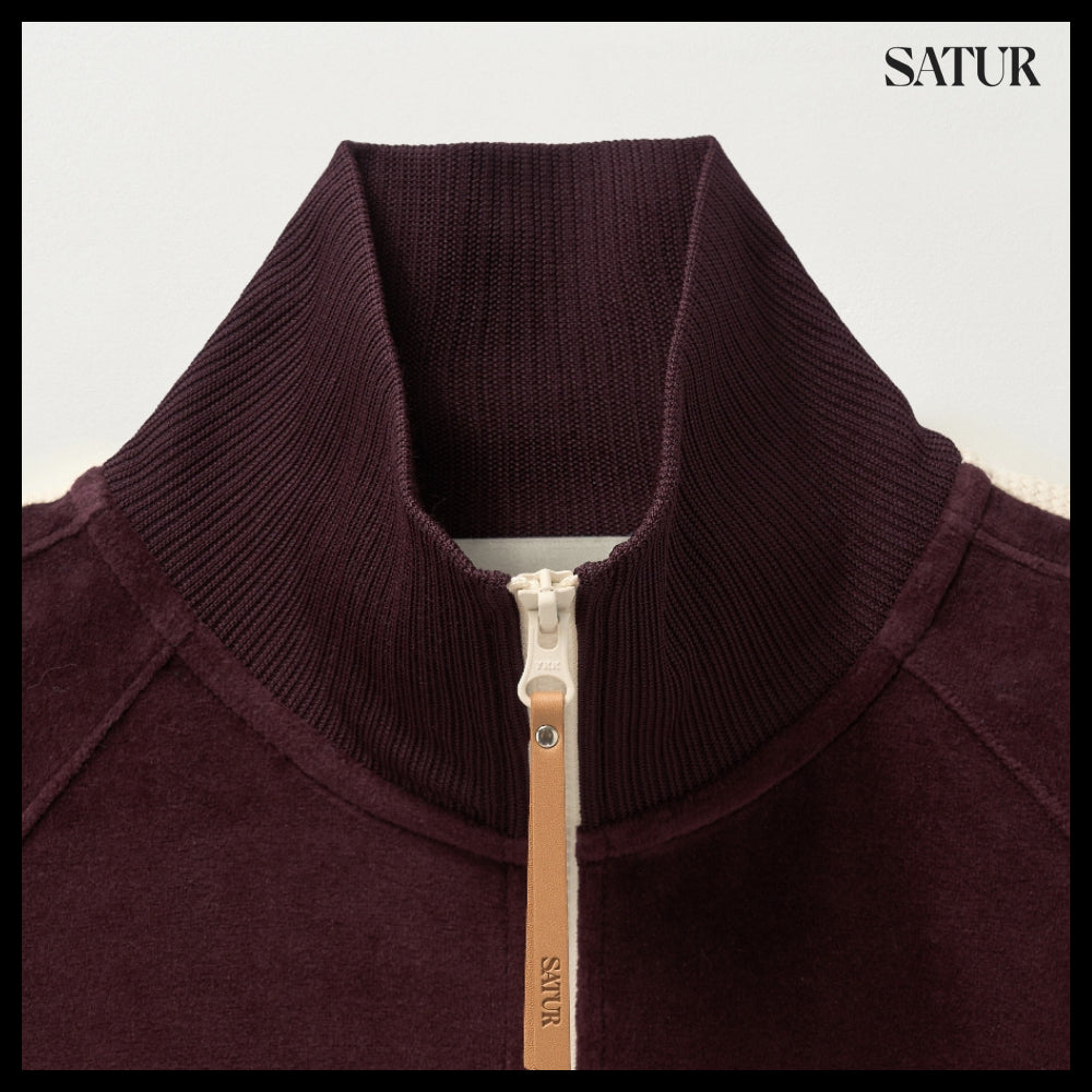 【SATUR】Velour Loose Fit Half Zip-Up 3colors
