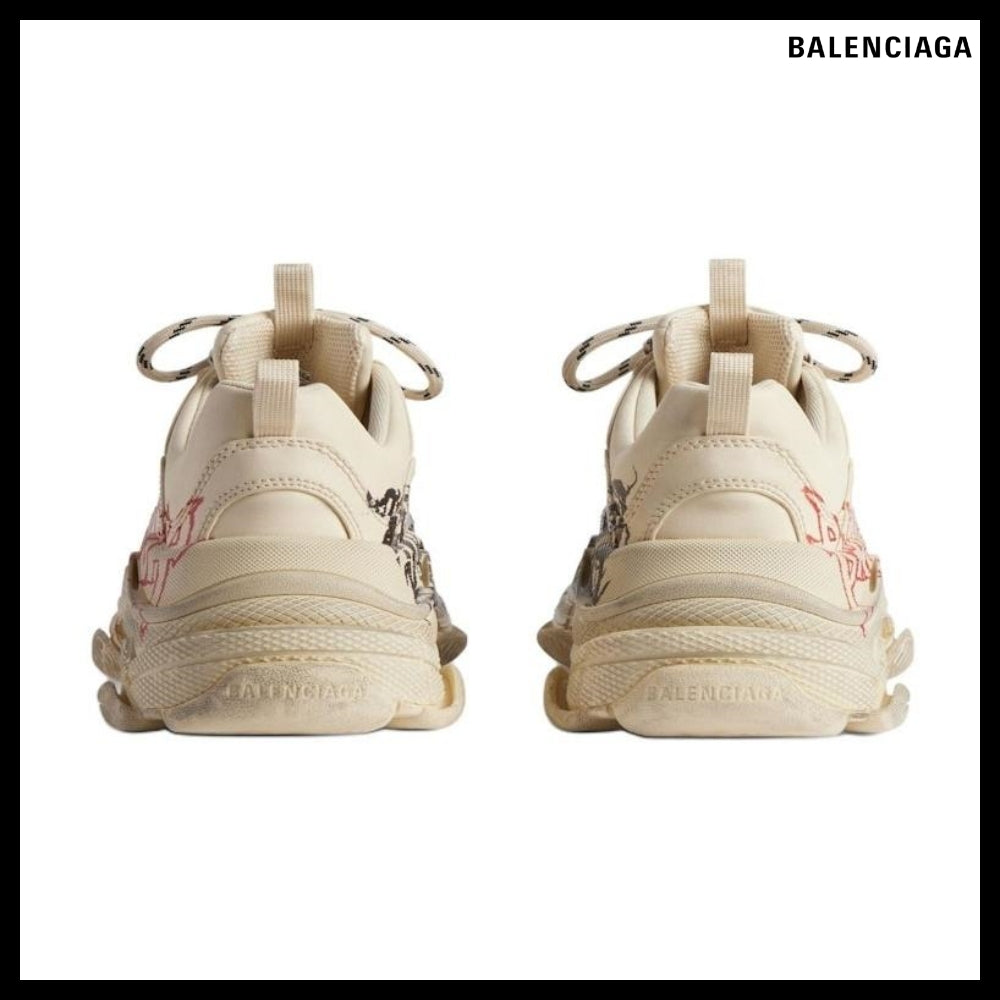 【BALENCIAGA】Triple S Sneaker DIY Metal White Red