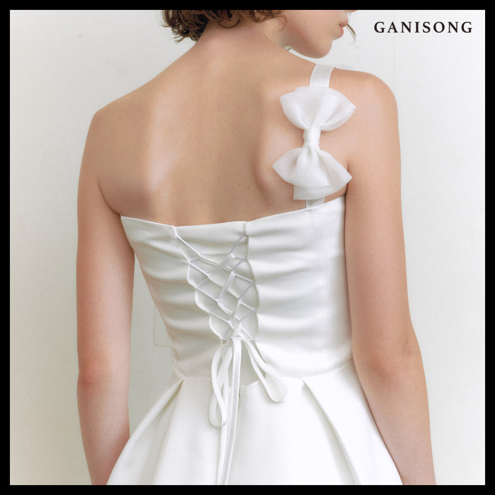 【GANISONG】Bridal Knotted Dress White