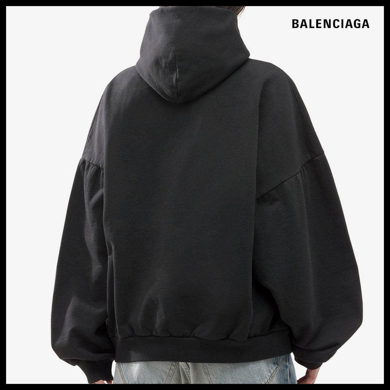 【BALENCIAGA】Back Flip Oversized Round Hoodie Black