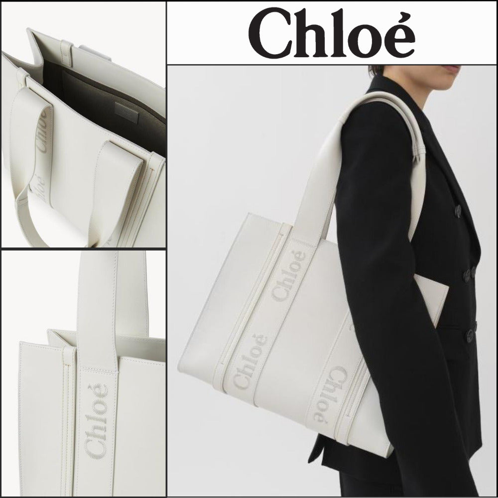 【Chloe】Medium Woody Tote Bag White