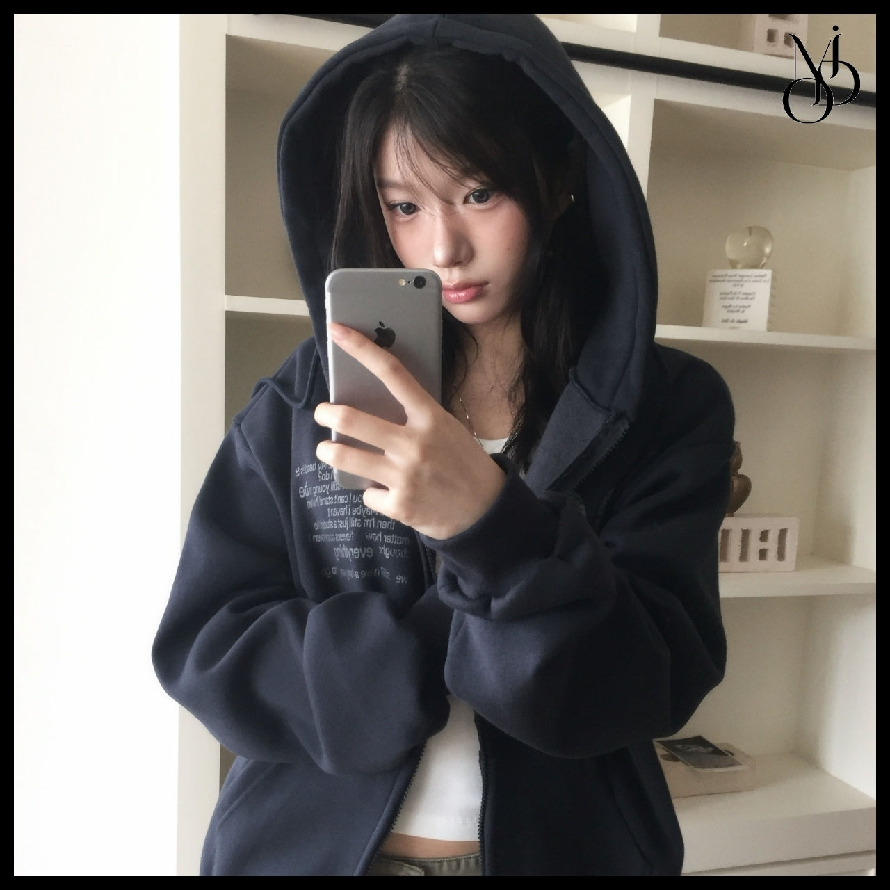 【MODIMOOD】Older Lettering Hoodie Zip-Up 3 Colors