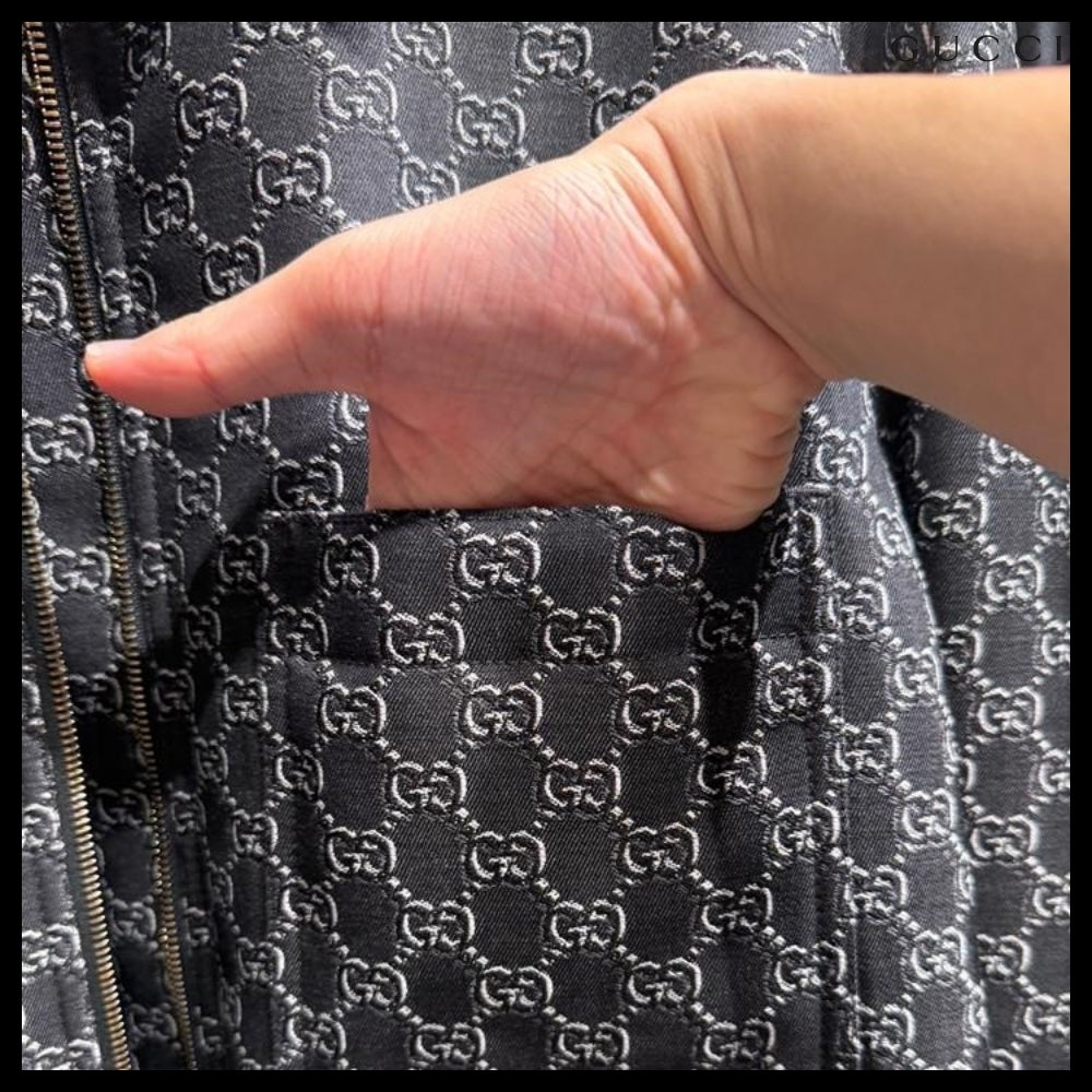 【GUCCI】GG Shadow Wool Twill Jacket Grey Black