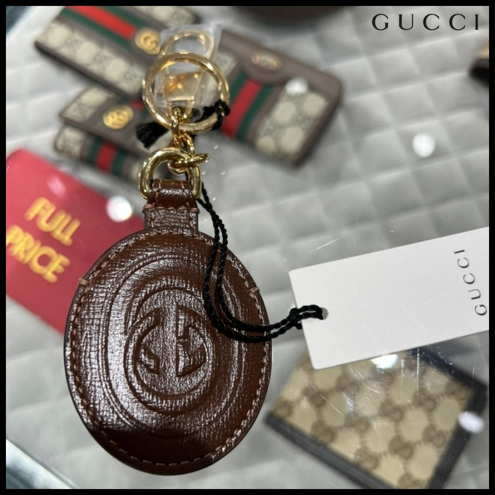 【GUCCI】AirTag Holder Key Ring Beige Ebony