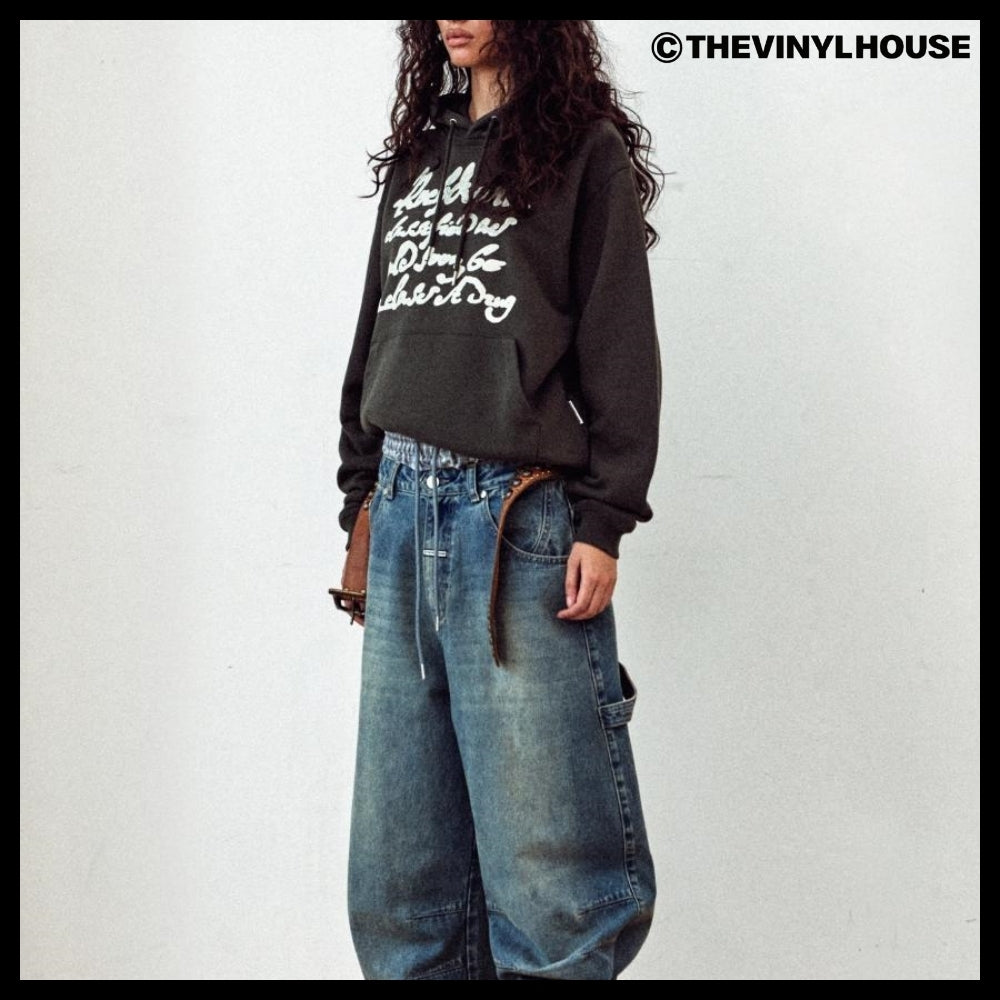 【THEVINYLHOUSE】Cursive writing typo hoodie (4 colors)