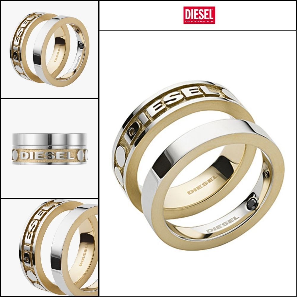 【DIESEL】Silver and Gold Two-Tone Set Ring