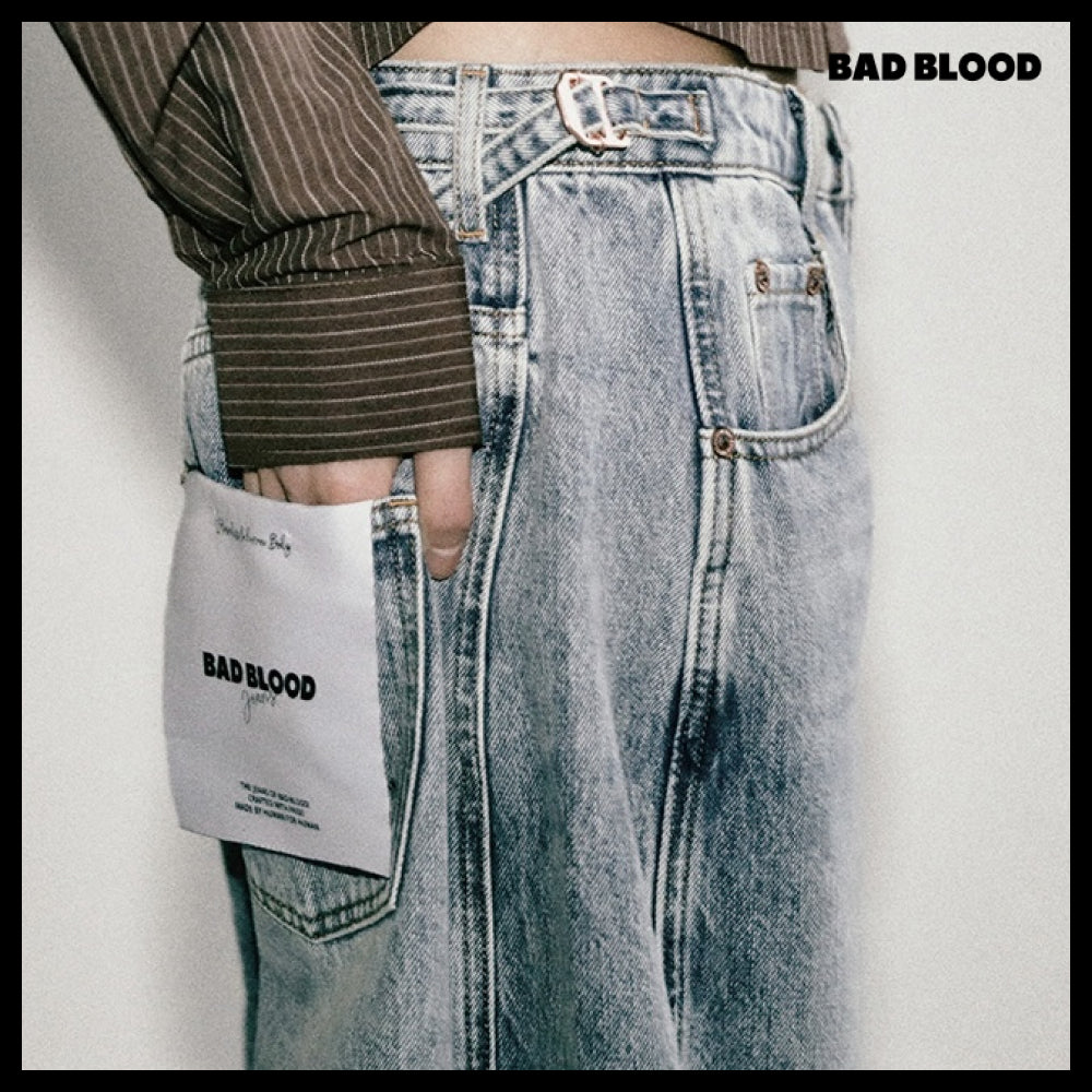 【BADBLOOD】Charlie Barrel Jeans - Light Blue