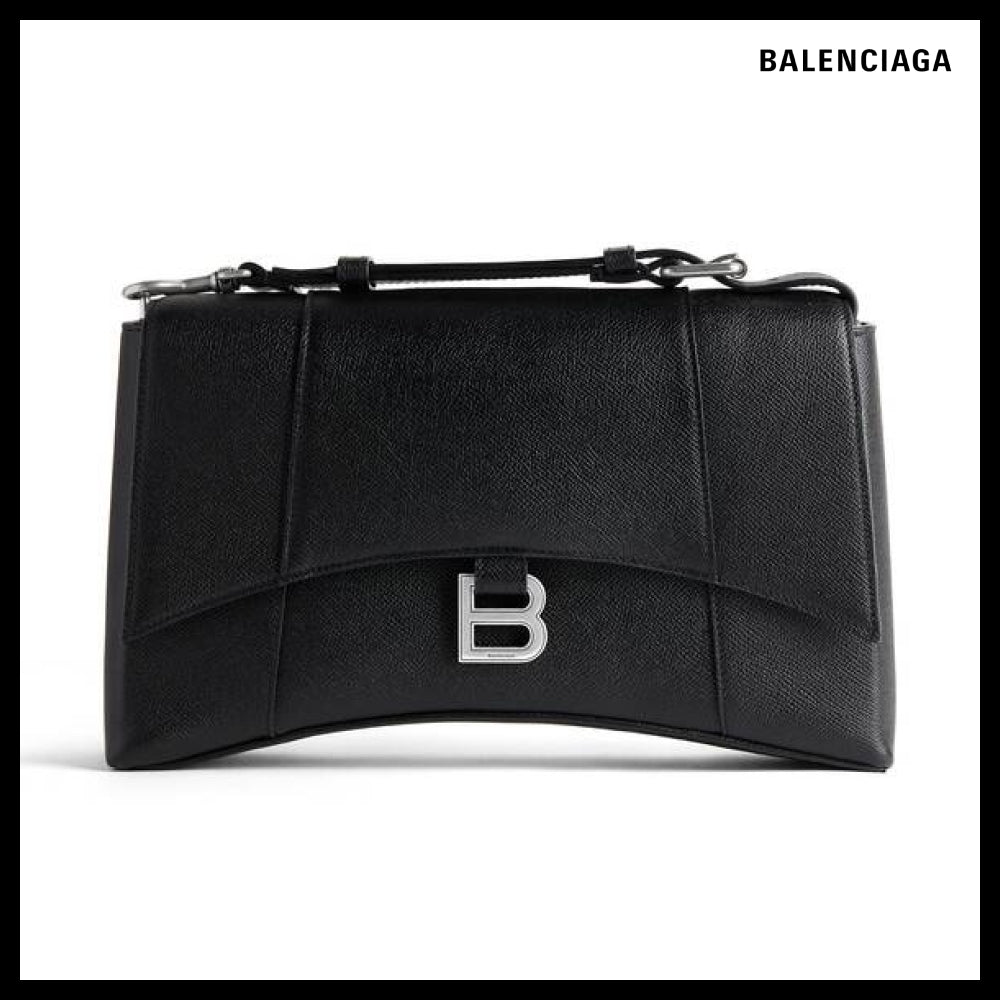 【BALENCIAGA】Downtown Leather Crossbody Bag Black