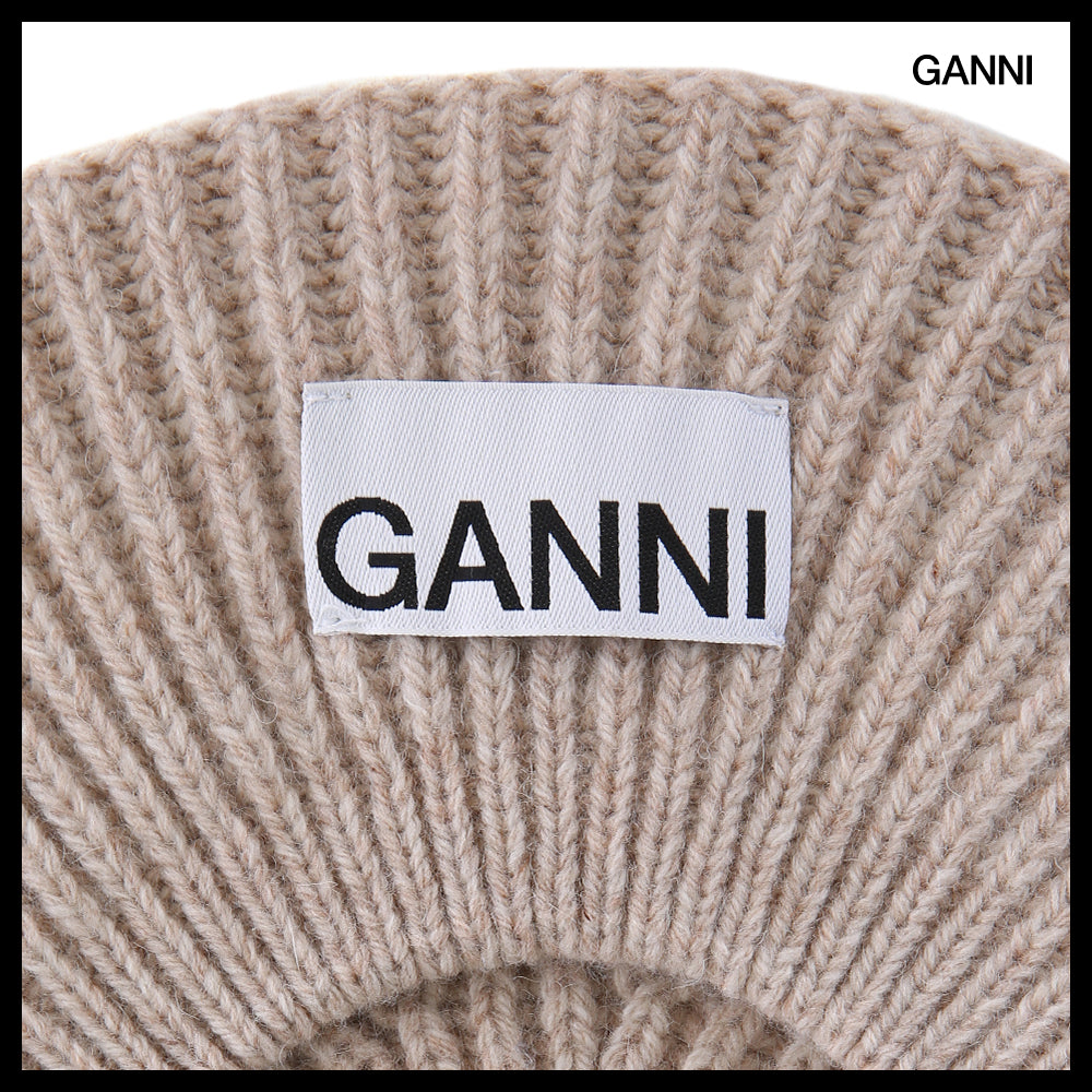 【Ganni】Wool Knit Sand Beret