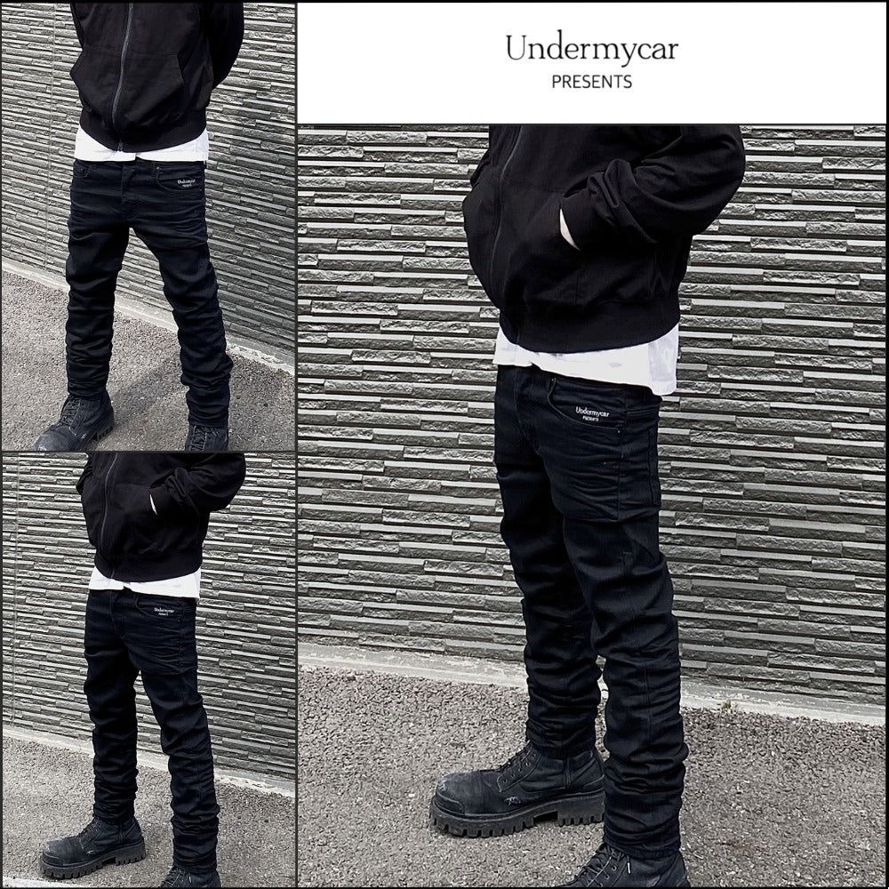 【Undermycar】Mu.29 Anti Fxxking Logo Play Stretch SlimJeans