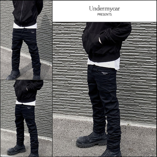 【Undermycar】Mu.29 Anti Fxxking Logo Play Stretch SlimJeans