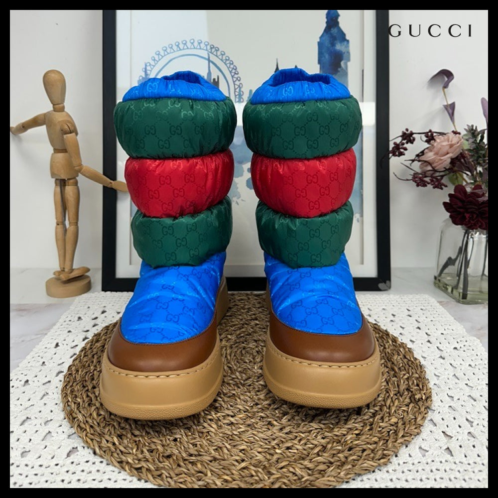 【GUCCI】Chunky GG Logo Nylon Padded Snow Boots Multi
