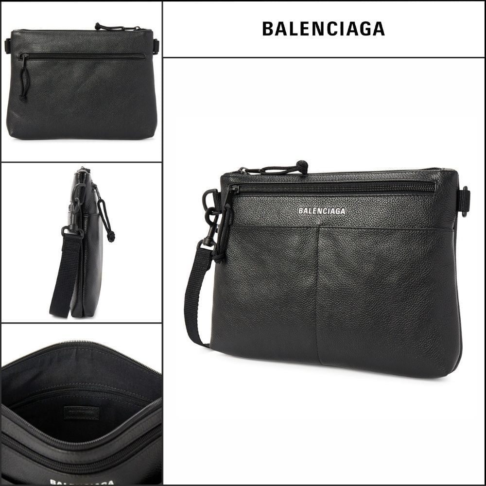 【BALENCIAGA】Logo Leather Crossbody Bag
