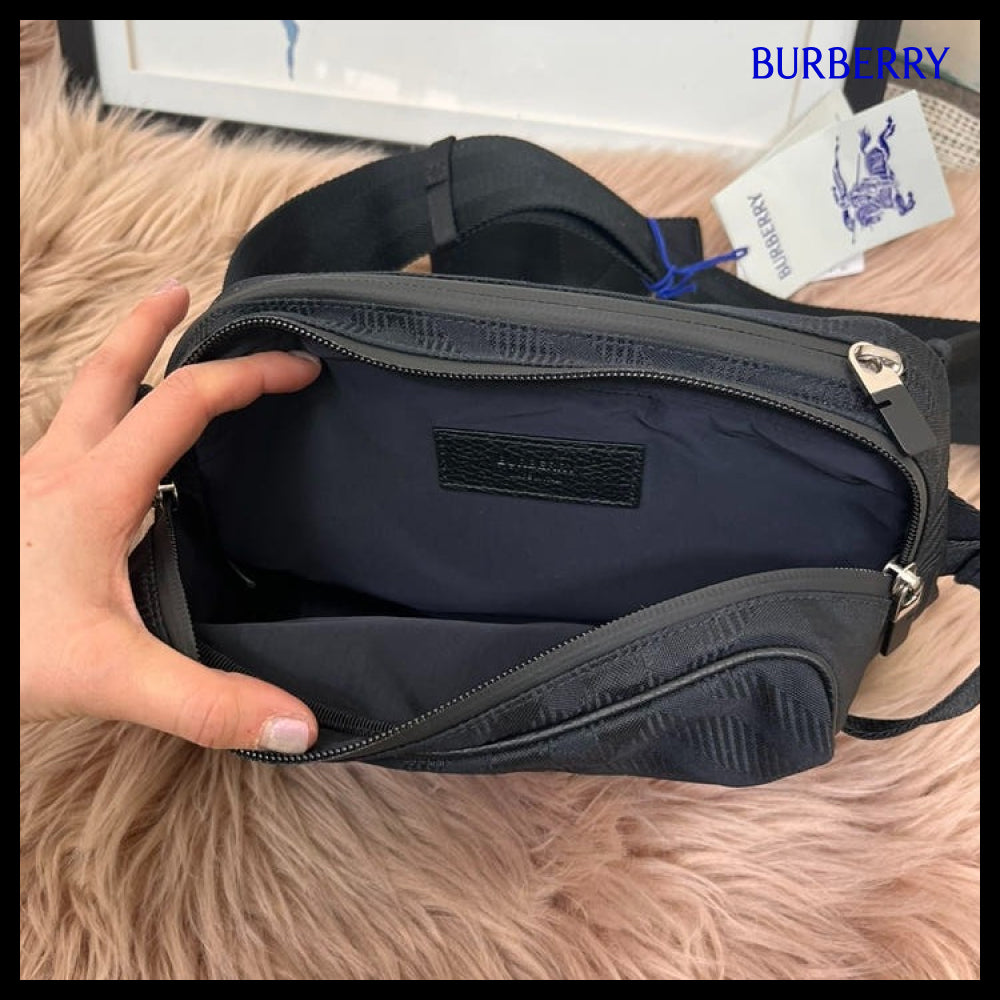【Burberry】Check Jacquard Nylon Belt Bag Black