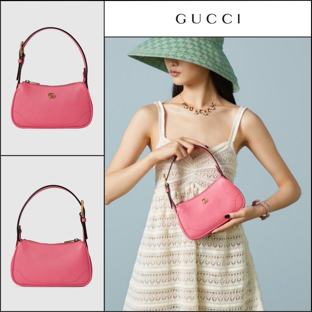 【GUCCI 】GG Aphrodite Soft Goat Shoulder Bag RHODAMINE PINK