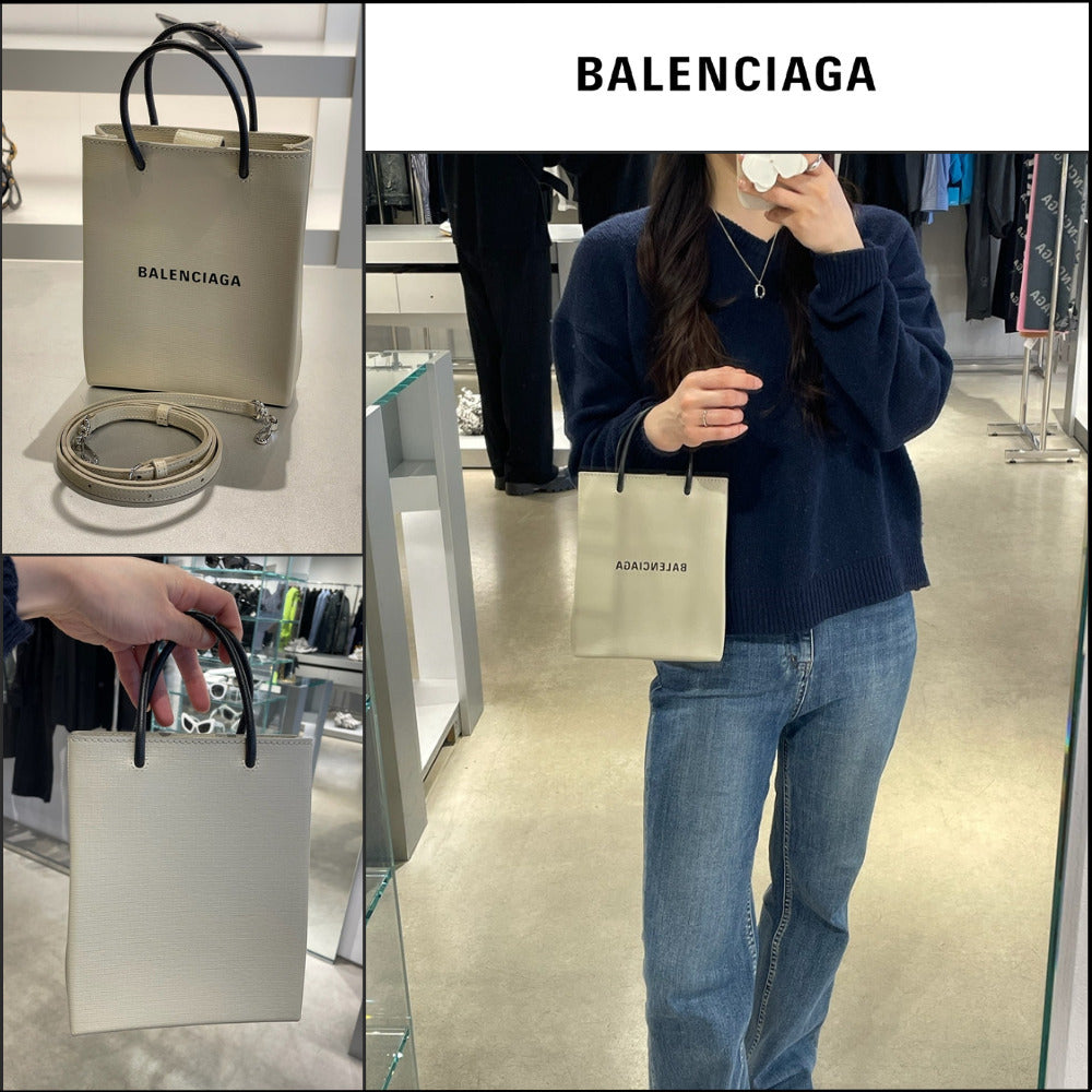 【BALENCIAGA】Shopping Calf Large Tote Bag Beige