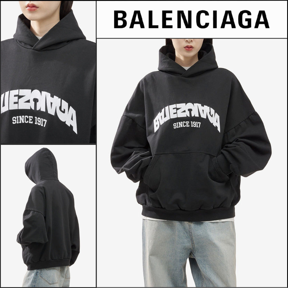 【BALENCIAGA】Back Flip Oversized Round Hoodie Black