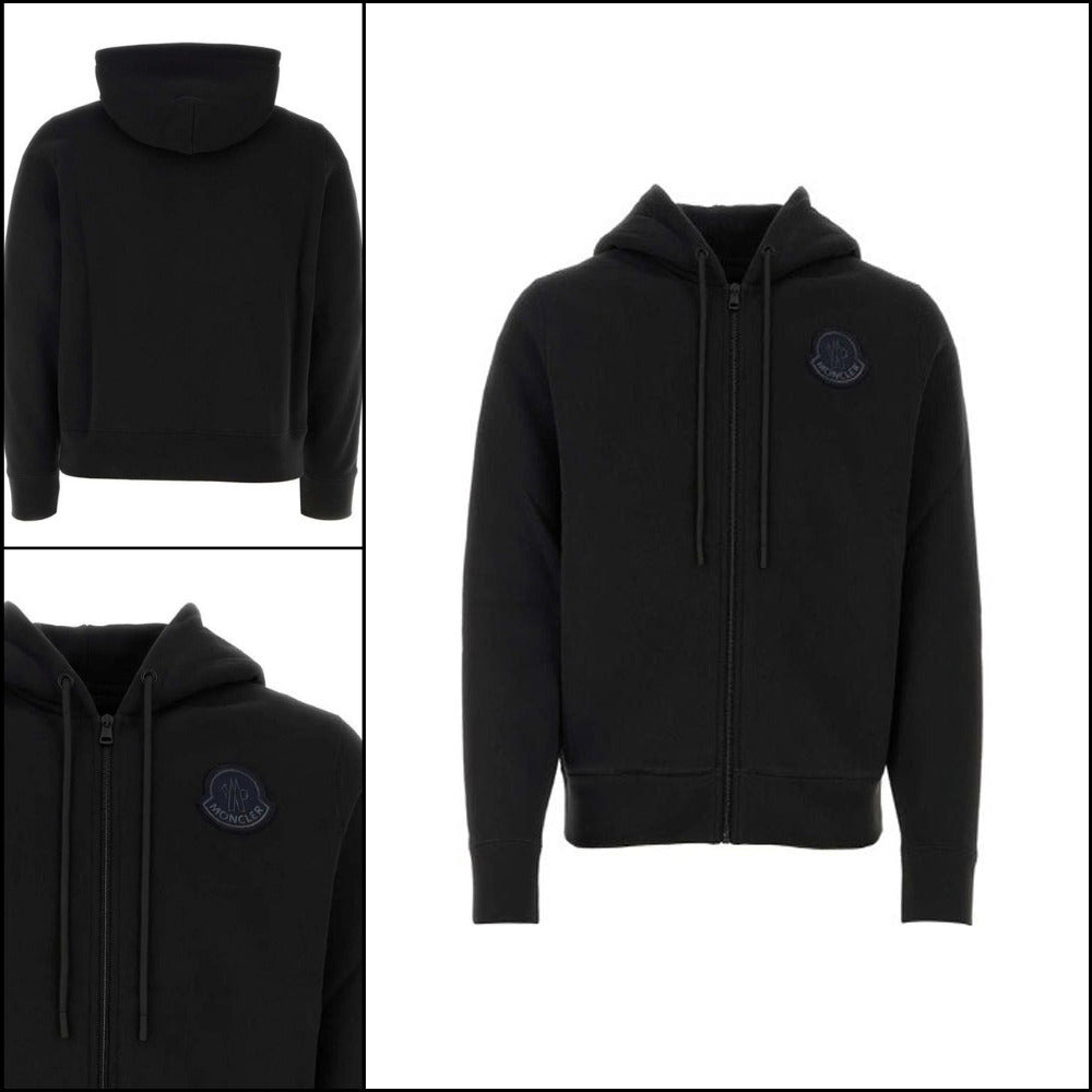 【MONCLER】Logo Hooded Zip-Up Black Men