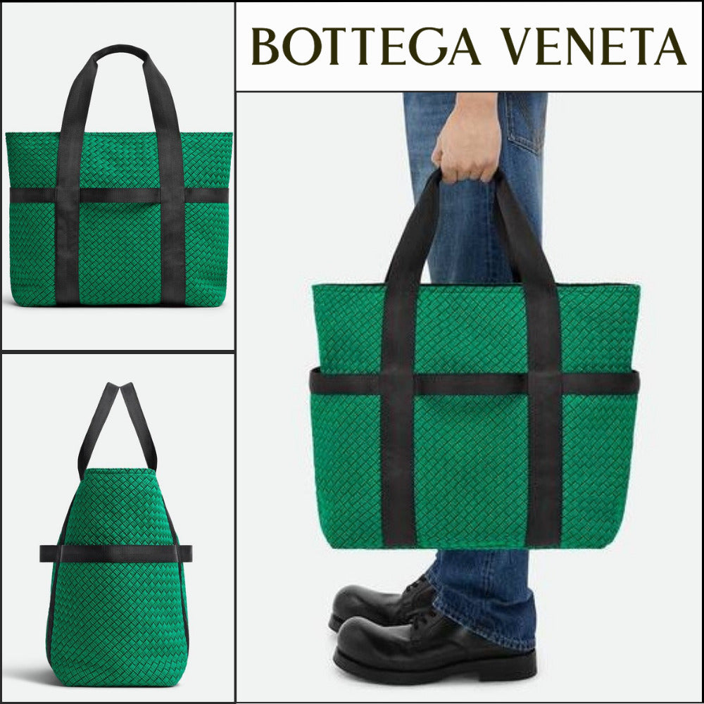 【BOTTEGA VENETA】VOYAGER ZIPPED TOTE PARAKEET DEEP BLACK