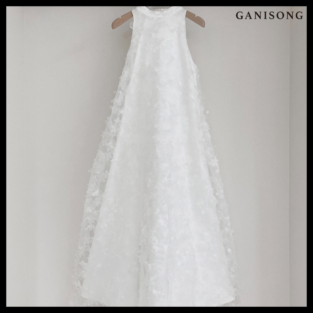 【GANISONG】Bridal Angel Pollen Halterneck Dress White